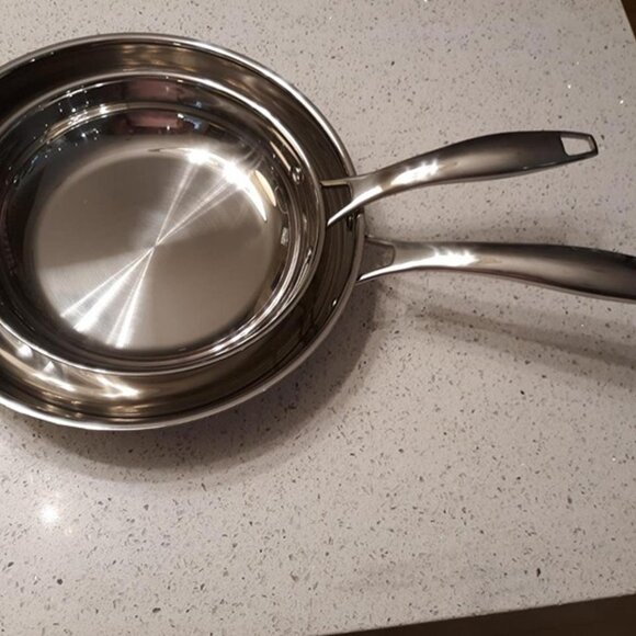 2-Piece Oven Safe, Stainless Steel Induction Frying Pan, Silver, 8" & 10" - Picture 8 of 9